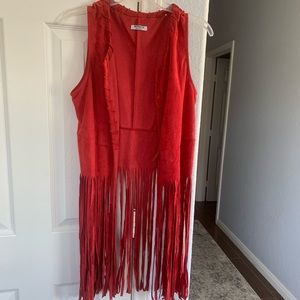 Red fringe vest